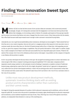 thinking method - innovation sweet spot